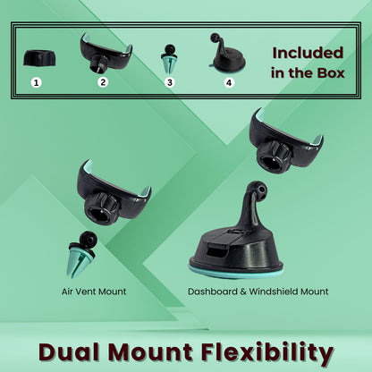  Mobile car stand holder with dual mounting options – attach to the air vent or dashboard for flexible usage