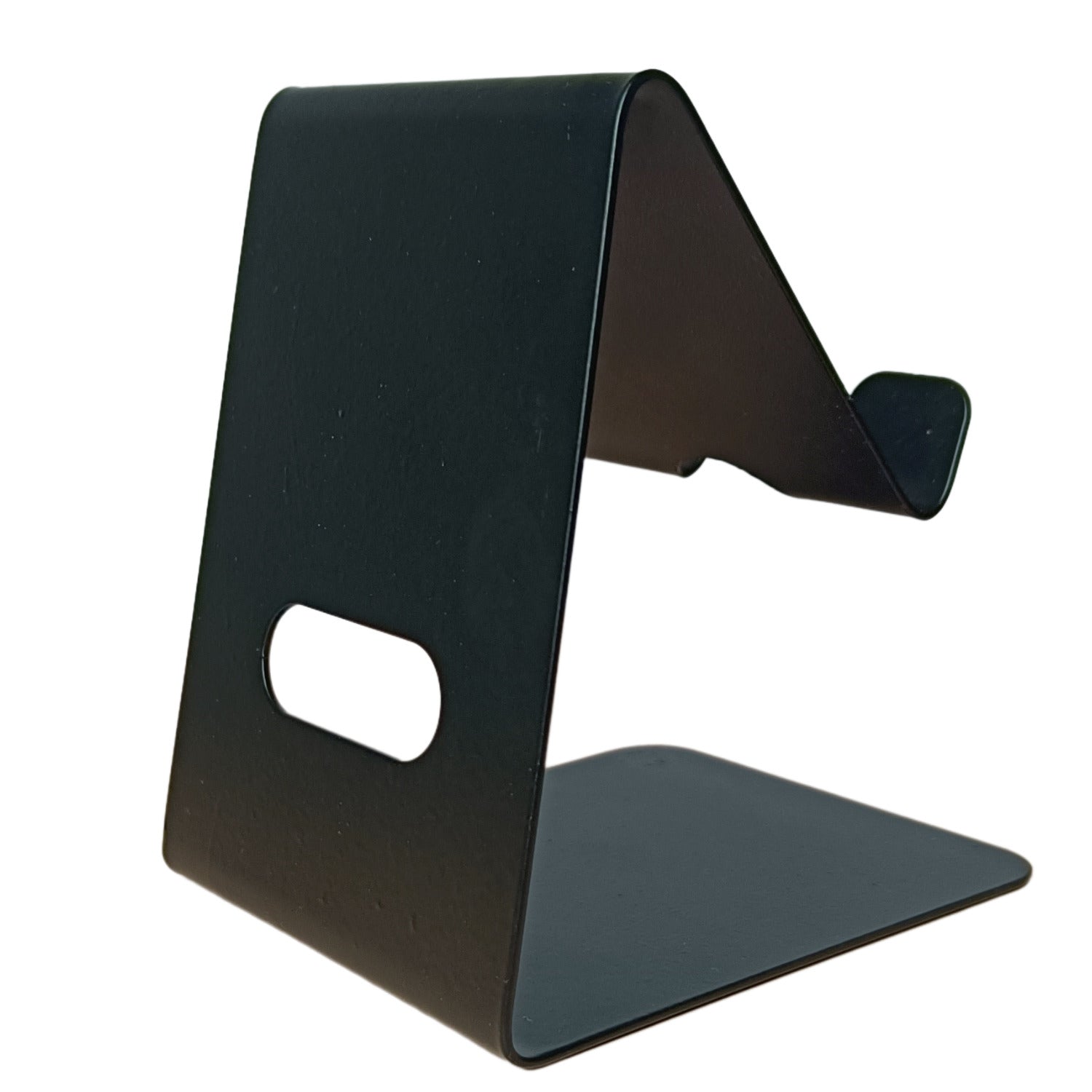 Back view of the premium black metal phone stand