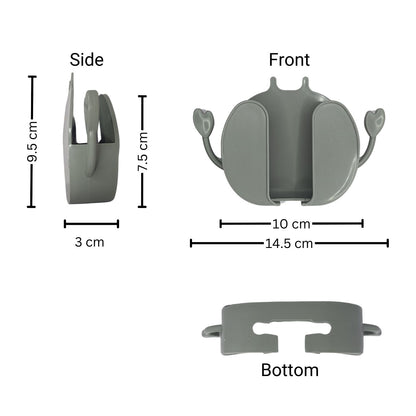 Dimensions of the wall-mounted mobile holder with measurements labeled